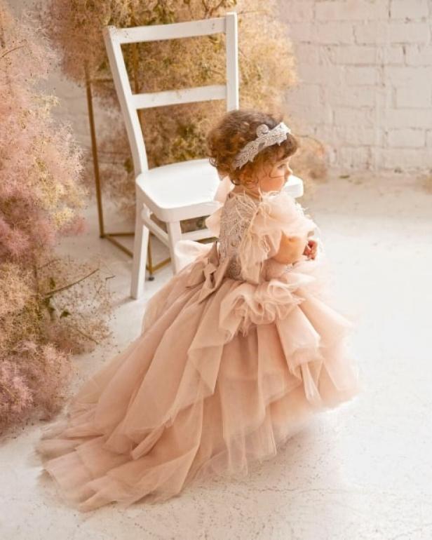 Rose gold flower girl dress walmart on sale